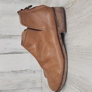 Beek Falcon Cognac Tan Leather Ankle Bootie Zipup Back Size 8.5